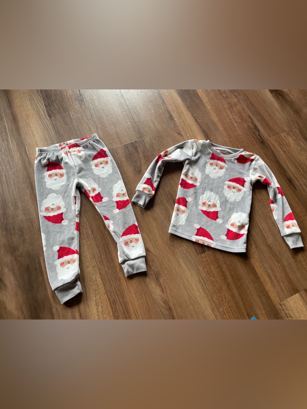 Carter's Gray and Red Santa Face Pajama Set 3T